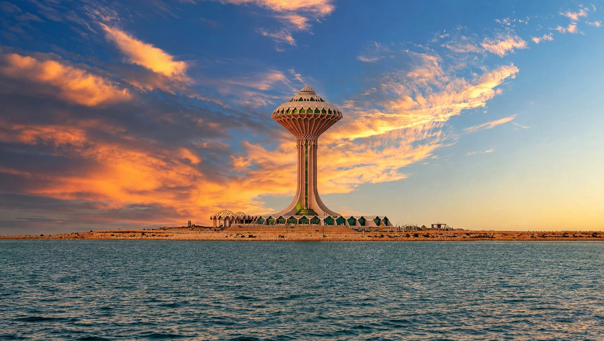 Al Khobar Water Tower at sunset